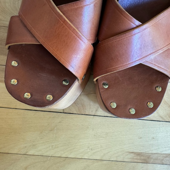 Celine Phoebe Philo Rare platforms Clogs Sandals veg tan leather brown tan 38.5 - Picture 7 of 16